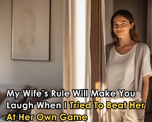 A woman standing behind a curtain with a smile on her face.